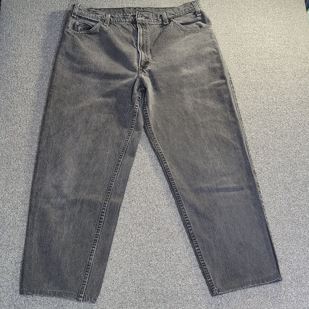 Vintage 90s 1994 Levi's Gray Orange Tab 505 Straight Leg Jeans Size 36x27"